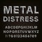 Metal Beveled Distressed Font. Vector Alphabet.