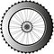 Metal bike wheel with tire and spokes. vector