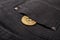 metal bitcoin coin in pants pocket, cryptocurrency, cost management concept
