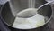 Metal bowl for cooking, cookware. mixing products in a large bowl, a plate for a planetary food processor. cottage cheese with