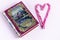 A metal box in the shape of a book. Gift option. New Year, Valentine`s Day, birthday any other holiday