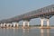 Metal bridge on Irrawaddy River or Ayeyarwady River in Burma