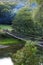 Metal bridge over Crisul Repede river. The Crisului Repede gorge, Bihor county, Romania, Europe.