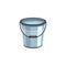 Metal bucket filled with clean water - isolated flat liquid container