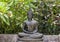 Metal buddha statue lotus pose .