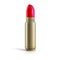 Metal bullet with lipstick isolated on white background. Ammo for fashion make-up. Stylized lipstick.