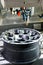 Metal car alloy black new rim in milling and lathe machine.