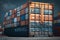 metal cargo containers on the cargo ship, generative ai