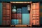 metal cargo containers on the cargo ship, generative ai