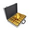 Metal case with gold bars.
