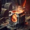 Metal casting in foundry, metallurgy, steel industry. Producing iron components in steel plant. Generative AI