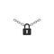 Metal chain and lock icon isolated. Padlock and steel chain. Flat design