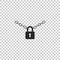 Metal chain and lock icon isolated on transparent background. Padlock and steel chain. Flat design