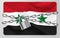 The metal chain and padlock with flag of the Syrian Arab Republic, isolated on gray background. Concept of protection, restriction