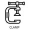 Metal clamp icon, outline style