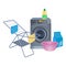 Metal clothes drying rack, washing machine, cleaning powder in package