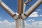 Metal column closeup on a background of sky