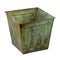 Metal container with a grunge finish