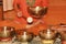 Metal copper singing bowls for relaxation procedures