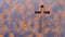 Metal cross on a  rusted corroded metal or steel sheet background. 3d illustration metaphor for God, Christ