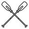 Metal crossed oars icon, outline style