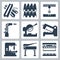 Metal cutting and metal products icon set