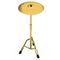 Metal cymbal on a stand on white. 3d render of musical percussion instrument