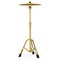 Metal cymbal on a stand on white. 3d render of musical percussion instrument
