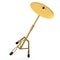 Metal cymbal on a stand on white. 3d render of musical percussion instrument