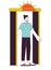 Metal detector go off at airport flat line vector spot illustration