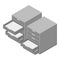 Metal drawer icon, isometric style