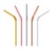 Metal drinking straw. Gold, silver and steel reusable drinking straws, modern accessories for drinks eco lifestyle