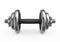 Metal dumbbell on white background