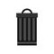 Metal dustbin icon, flat style