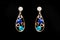 Metal earrings with colored stones