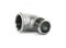 Metal elbow fittings for pipes, isolated white background.Tools and materials for sanitary works.