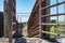 Metal elevated cattle chute in the rural Midwest