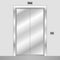 Metal elevator with closed doors. Realistic office building lift. Vector.