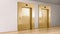 Metal elevator doors in modern office hallway