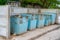 Metal, empty, garbage cans on the street