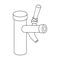 Metal faucet for dispensing cold kvass and beer in bars. Pub pattern icon in outline style vector symbol stock