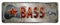 Metal and fire banner of the word BASS