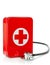 A metal first aid box