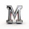 Metal Font Style Letter M Isolated Photo - Exotic Silver And Crimson