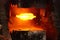 Metal forging. hydraulic hammer shapes the red hot billet. the production of high tech parts