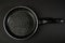 Metal frying pan: Ceramic coating with non-stick coating: Kitchen utensils On a black background: Cooking for chefs in the