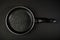 Metal frying pan: Ceramic coating with non-stick coating: Kitchen utensils On a black background: Cooking for chefs in the