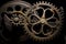 Metal gear sprockets in machine, old and rusted closeup still life with beautiful textures, shape and detail.