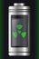 Metal with Glass Battery. Green Nuclear Symbol