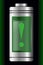 Metal with Glass Battery. Green Warning Symbol